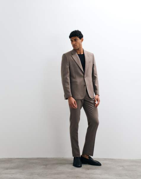 ASOS DESIGN - Smal pak van wolmix in bruin - view 1