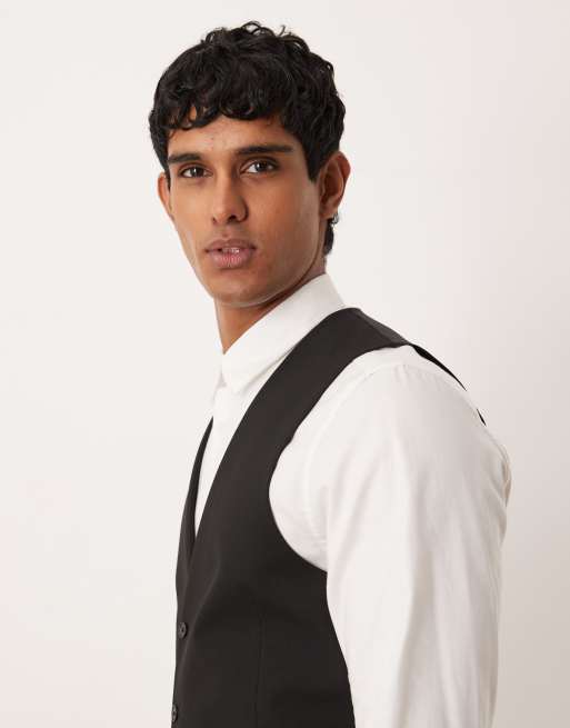 ASOS DESIGN smal suit vest i sort, 4 af 5