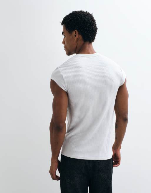 ASOS DESIGN smal t-shirt med notch-ringning i grå struktur, 4 av 5