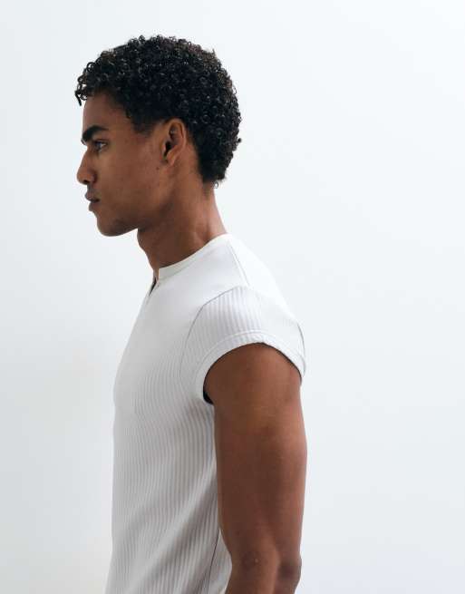 ASOS DESIGN smal t-shirt med notch-ringning i grå struktur, 5 av 5