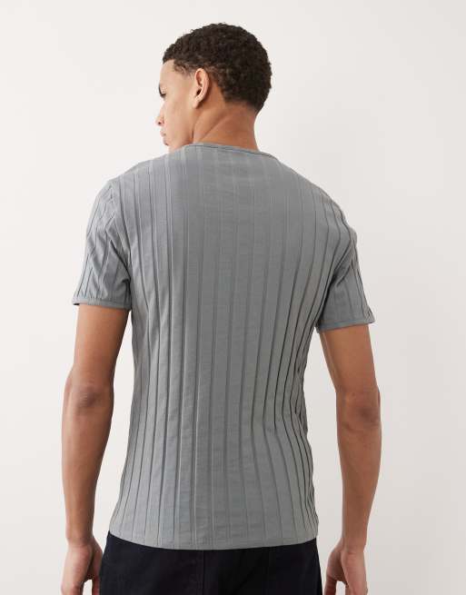 ASOS DESIGN - Smal T-shirt met brede ribbels in antracietgrijs, 3 van 5