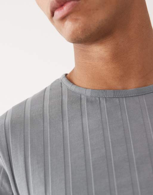 ASOS DESIGN - Smal T-shirt met brede ribbels in antracietgrijs, 5 van 5