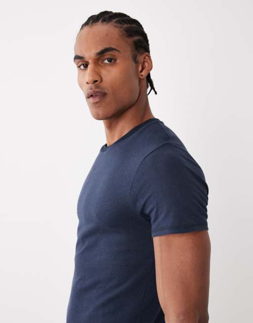 ASOS DESIGN - Smal T-shirt van linnenmix in marineblauw, 4 van 5