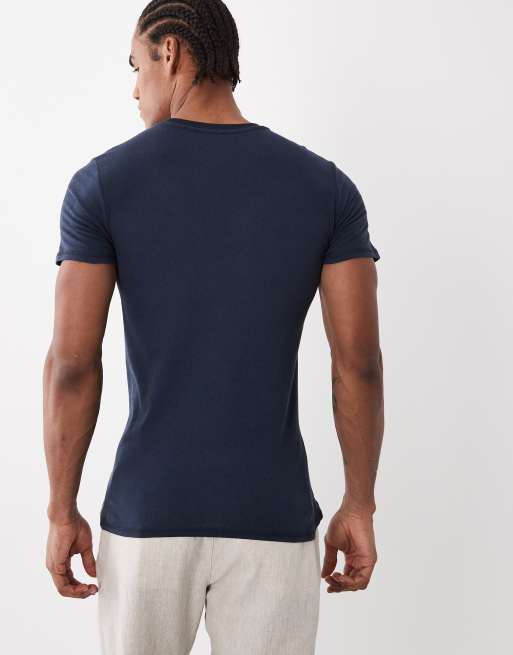 ASOS DESIGN - Smal T-shirt van linnenmix in marineblauw, 5 van 5