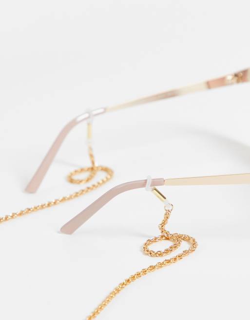 ASOS DESIGN - Smal zonnebrillkoord met schakelketting in goudkleur
