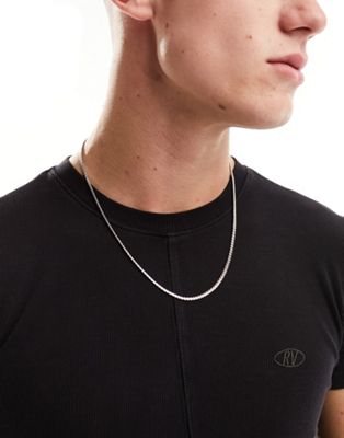 ASOS DESIGN small flat link neck chain in silver tone - ASOS Price Checker