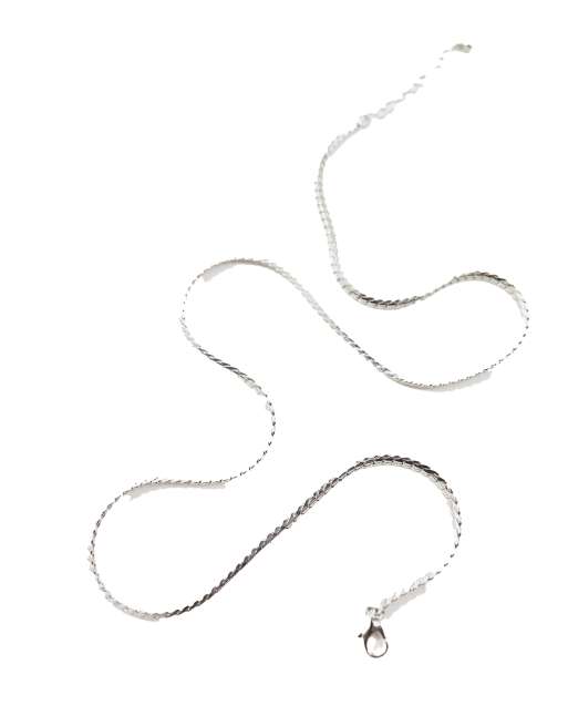ASOS DESIGN small flat link neck chain in silver tone, 4 of 4