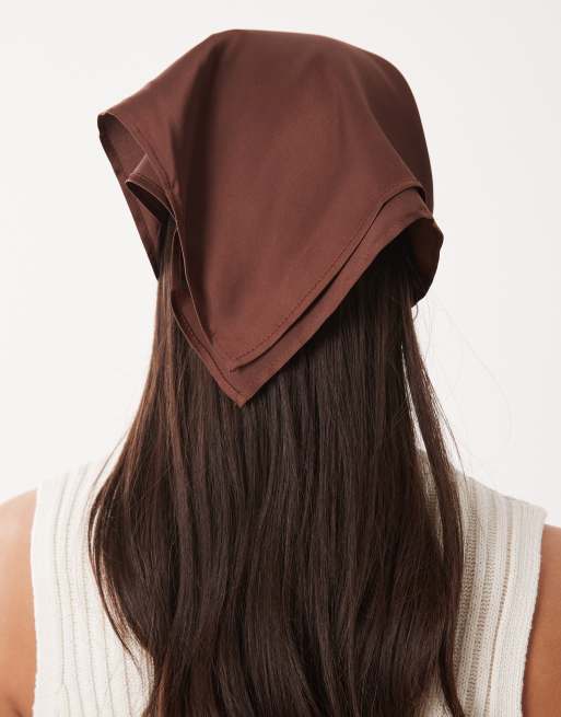 ASOS DESIGN small headscarf in chocolate, 3 of 3