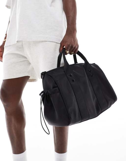 FhyzicsShops DESIGN small soft holdall with ruched pockets in black