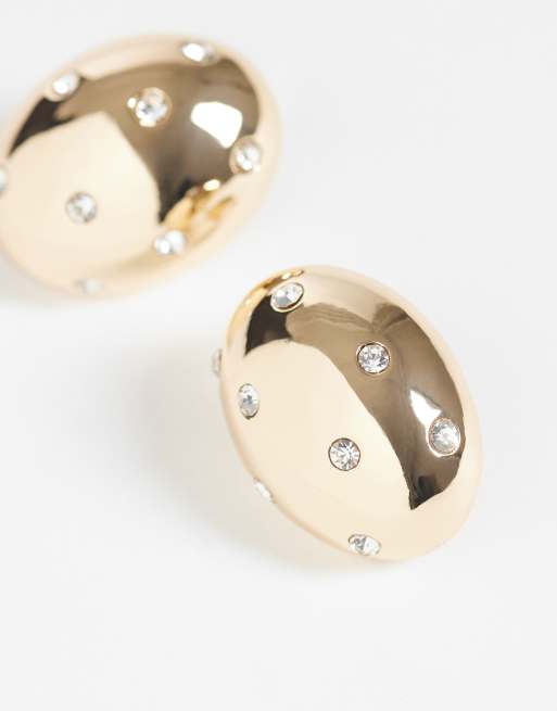  ASOS DESIGN small stud earrings with diamante studs in gold tone, 4 of 4