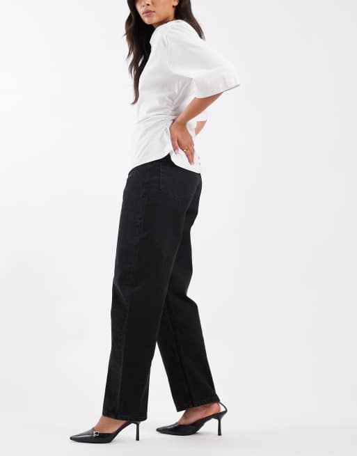ASOS DESIGN - Smalle barrel jeans in verwassen zwart , 2 van 5