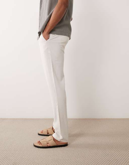 ASOS DESIGN - Smalle broek van linnenmix in stone, 5 van 6
