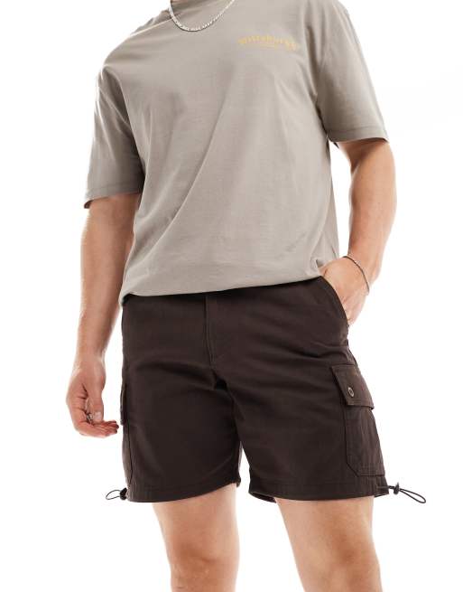 ASOS DESIGN - Smalle cargoshorts i brun