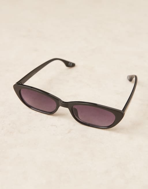 ASOS DESIGN - Smalle cat eye zonnebril in glanzend zwart, 2 van 3