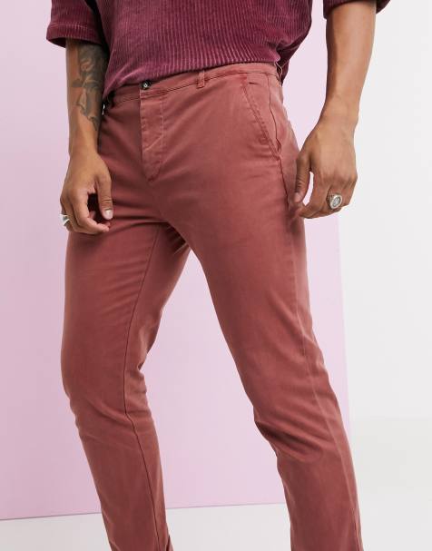 ASOS DESIGN - Smalle chino in rode wassing - view 1
