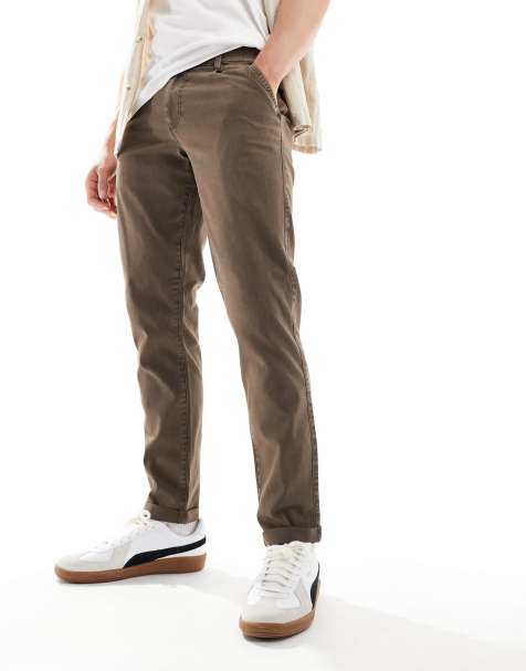 ASOS DESIGN - Smalle chinos i vasket brun - view 1