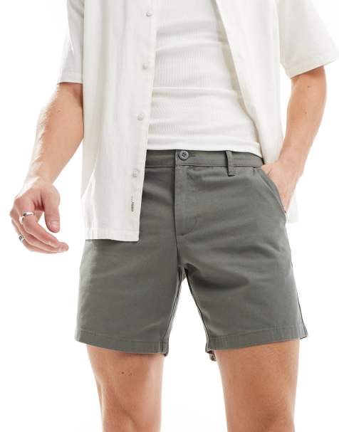 ASOS DESIGN - Smalle chinoshort met stretch in grijs - view 1
