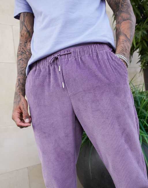 ASOS DESIGN - Smalle corduroy broek in paars met wassing, 4 van 4
