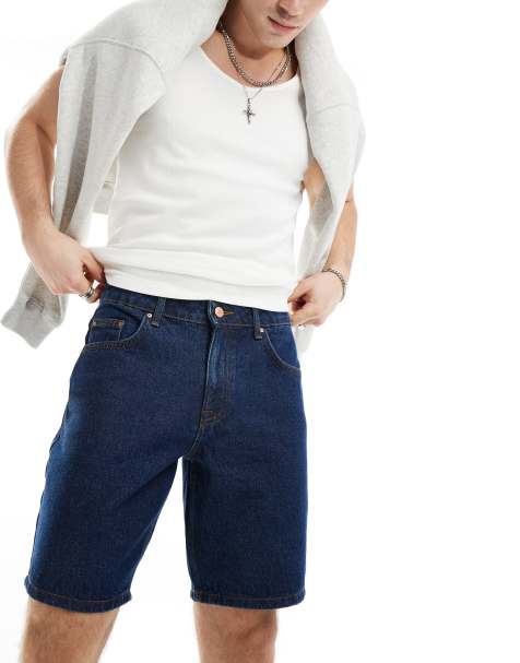 ASOS DESIGN - Smalle denim short met normale pasvorm en wassing in indigo - view 1