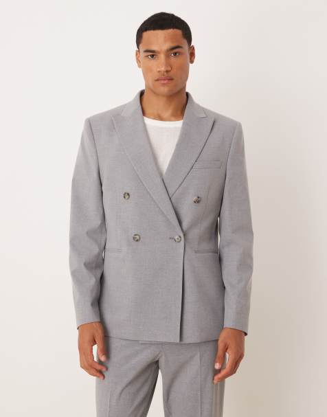 ASOS DESIGN - Smalle double-breasted colbert in grijs - view 1