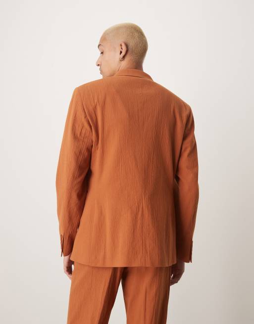 ASOS DESIGN - Smalle double breasted colbert in oranje met textuur, 3 van 5