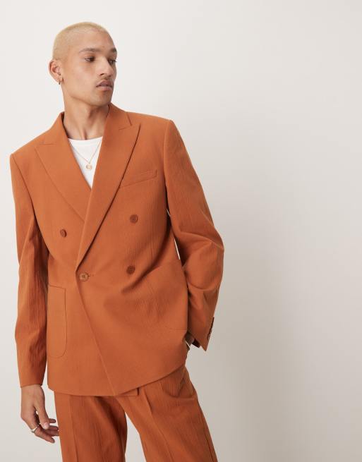 ASOS DESIGN - Smalle double breasted colbert in oranje met textuur, 5 van 5