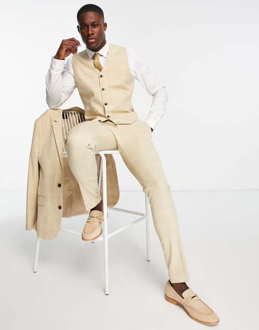 ASOS DESIGN - Smalle geruite pantalons in kiezelkleur, 2 van 4