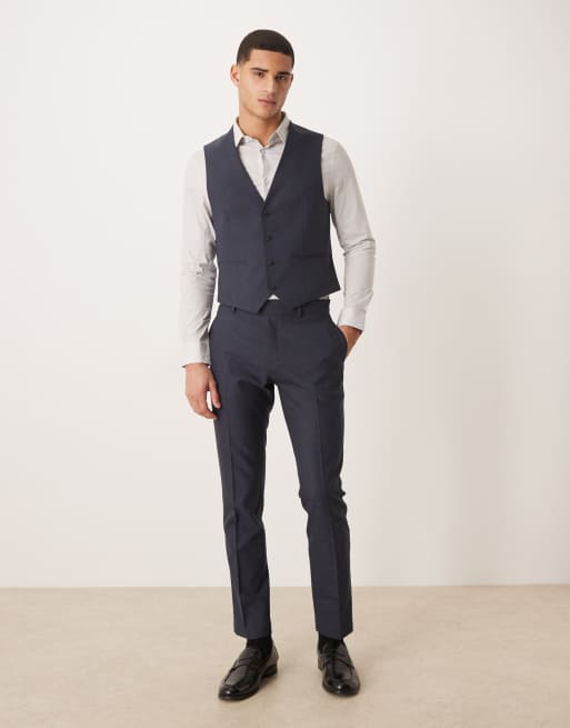 ASOS DESIGN - Smalle gilet met microtextuur in marineblauw, 2 van 5