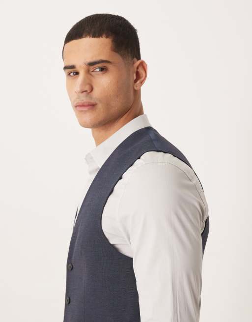 ASOS DESIGN - Smalle gilet met microtextuur in marineblauw, 4 van 5
