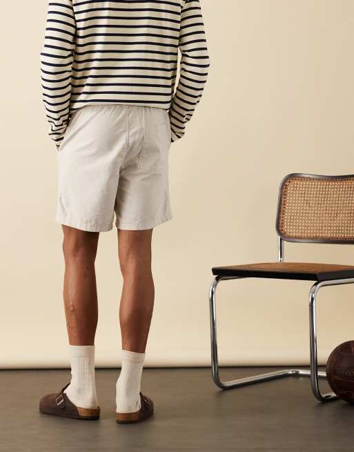 ASOS DESIGN - Smalle halflange short van linnenmix in stone, 6 van 6