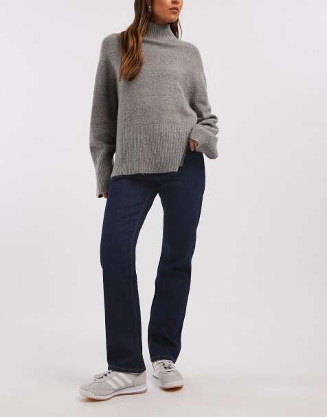 ASOS DESIGN - Smalle jeans met rechte pijpen, hoge taille en donkere spoeling - view 1
