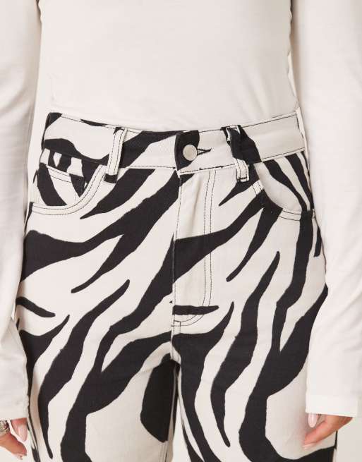 ASOS DESIGN - Smalle jeans met rechte pijpen in grafische zebraprint, 5 van 5