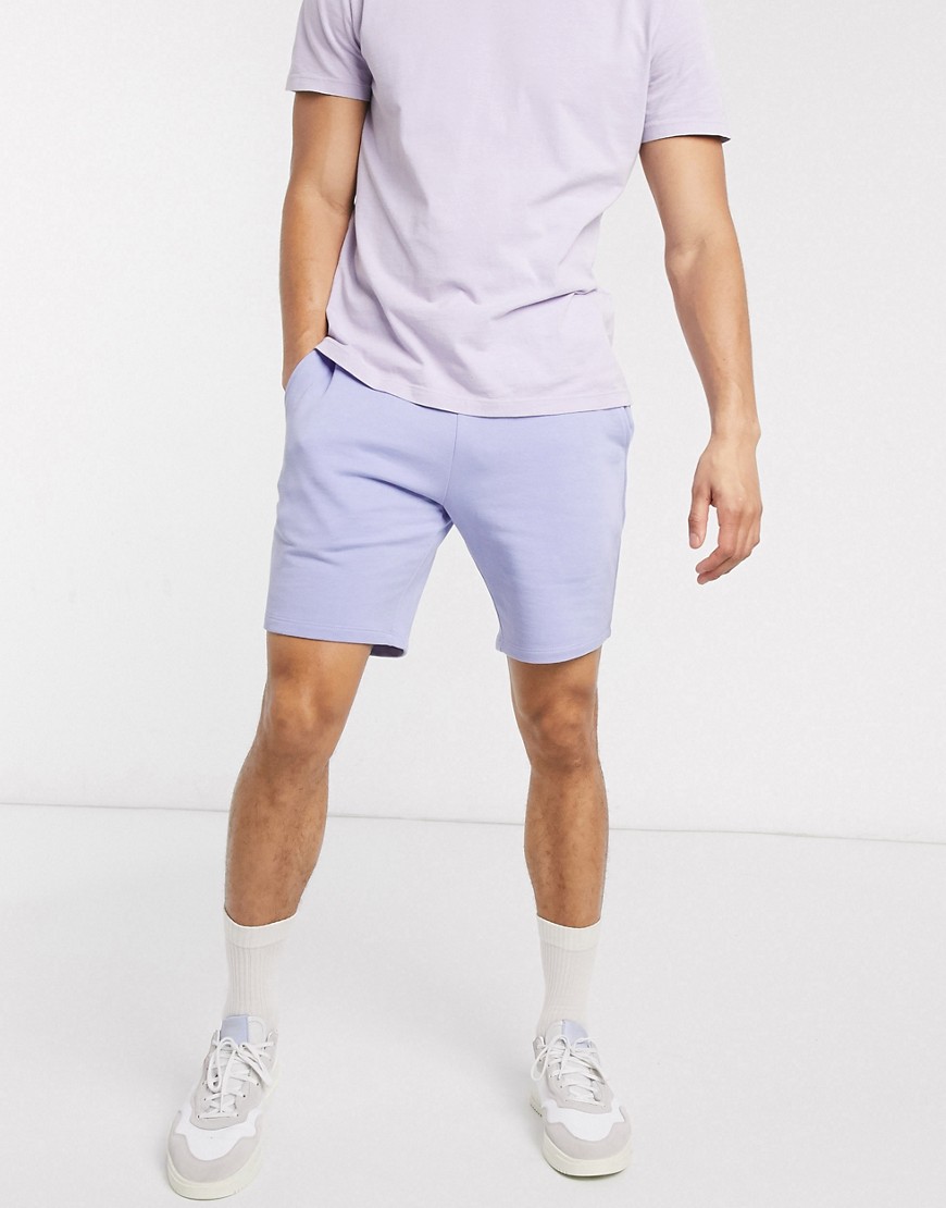 ASOS DESIGN - Smalle jersey short in lila-Paars