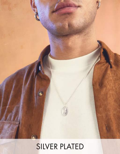 ASOS DESIGN - Smalle ketting met ovale hanger van roos verguld met echt zilver