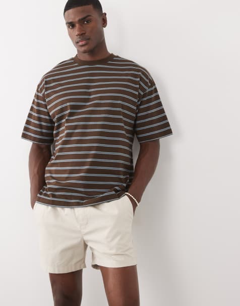 ASOS DESIGN - Smalle kortere short van een linnenmix in stone - view 1