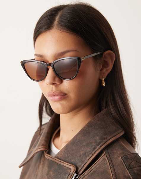 ASOS DESIGN - Smalle kurvede cat eye-solbriller med skildpaddemønster - view 1