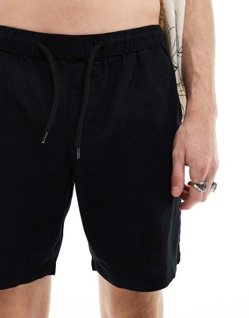 ASOS DESIGN - Smalle linnen short in zwart, 3 van 5