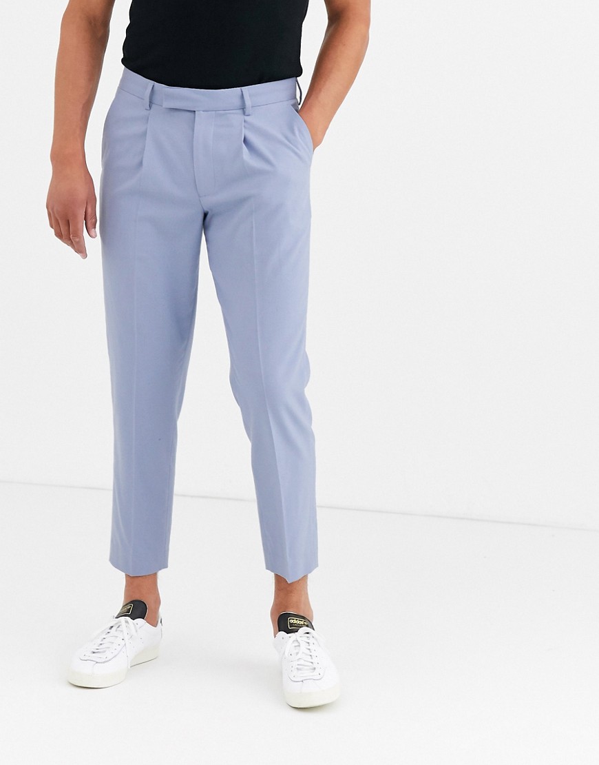 ASOS DESIGN - Smalle nette broek in cropped lengte in blauw-Paars