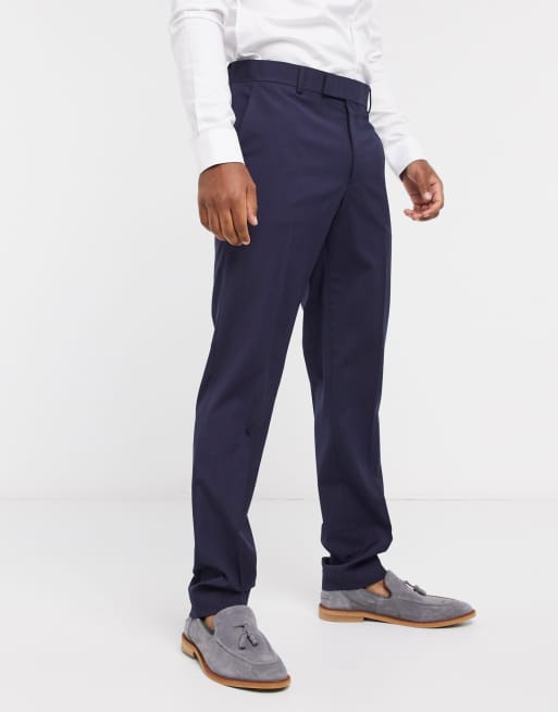 ASOS DESIGN - Smalle nette broek in marineblauw