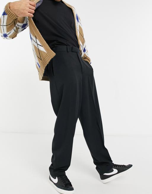ASOS DESIGN - Smalle nette broek met hoge taille in zwart