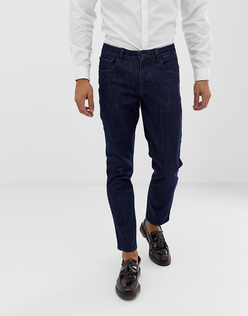 ASOS DESIGN - Smalle nette jeans in indigo-Blauw