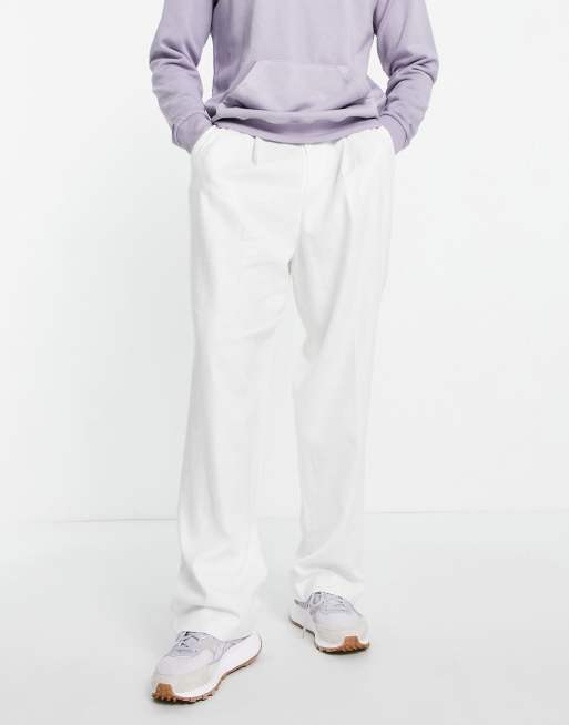 ASOS DESIGN - Smalle, nette, linnen broek van linnenmix met hoge taille in wit