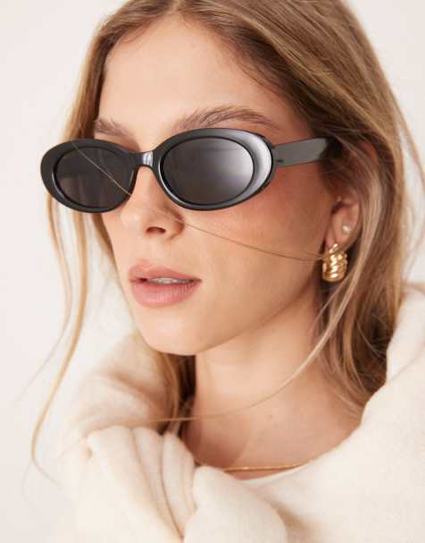 ASOS DESIGN - Smalle, ovale og sorte solbriller - view 1