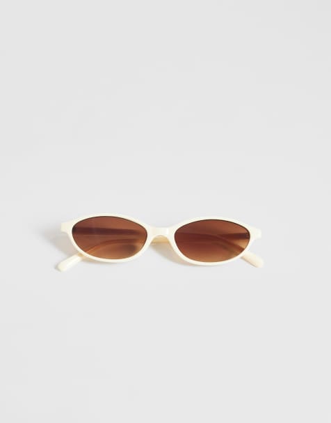 ASOS DESIGN - Smalle, ovale solbriller i hvid - view 1