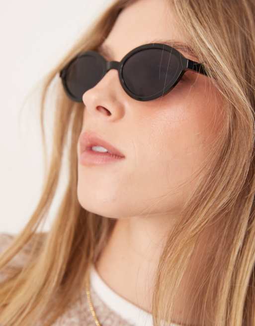 ASOS DESIGN - Smalle ovale zonnebril in zwart, 2 van 3