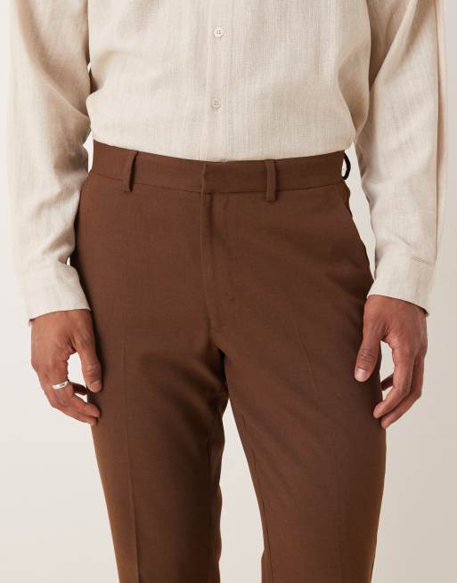 ASOS DESIGN - Smalle pantalon in bruin, 4 van 5