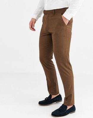 ASOS DESIGN - Smalle pantalon in tabakskleur-Lichtbruin