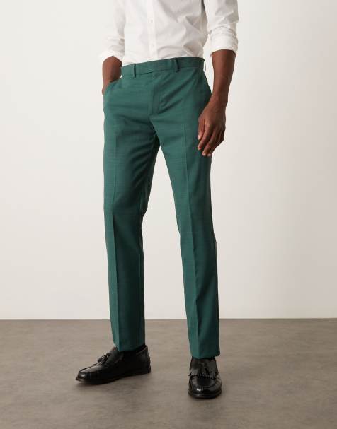 ASOS DESIGN - Smalle pantalon met fijne arcering in groen - view 1