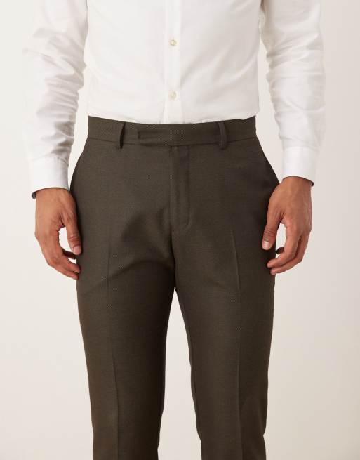 ASOS DESIGN - Smalle pantalon met microtextuur in bruin, 4 van 5