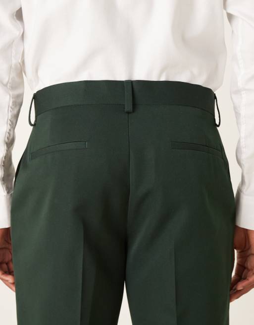 ASOS DESIGN - Smalle pantalon met overslag in donkergroen, 4 van 5